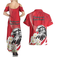 Austria Independence Day 1955 Couples Matching Summer Maxi Dress and Hawaiian Shirt Black Eagle And Edelweiss Flowers - Wonder Print Shop