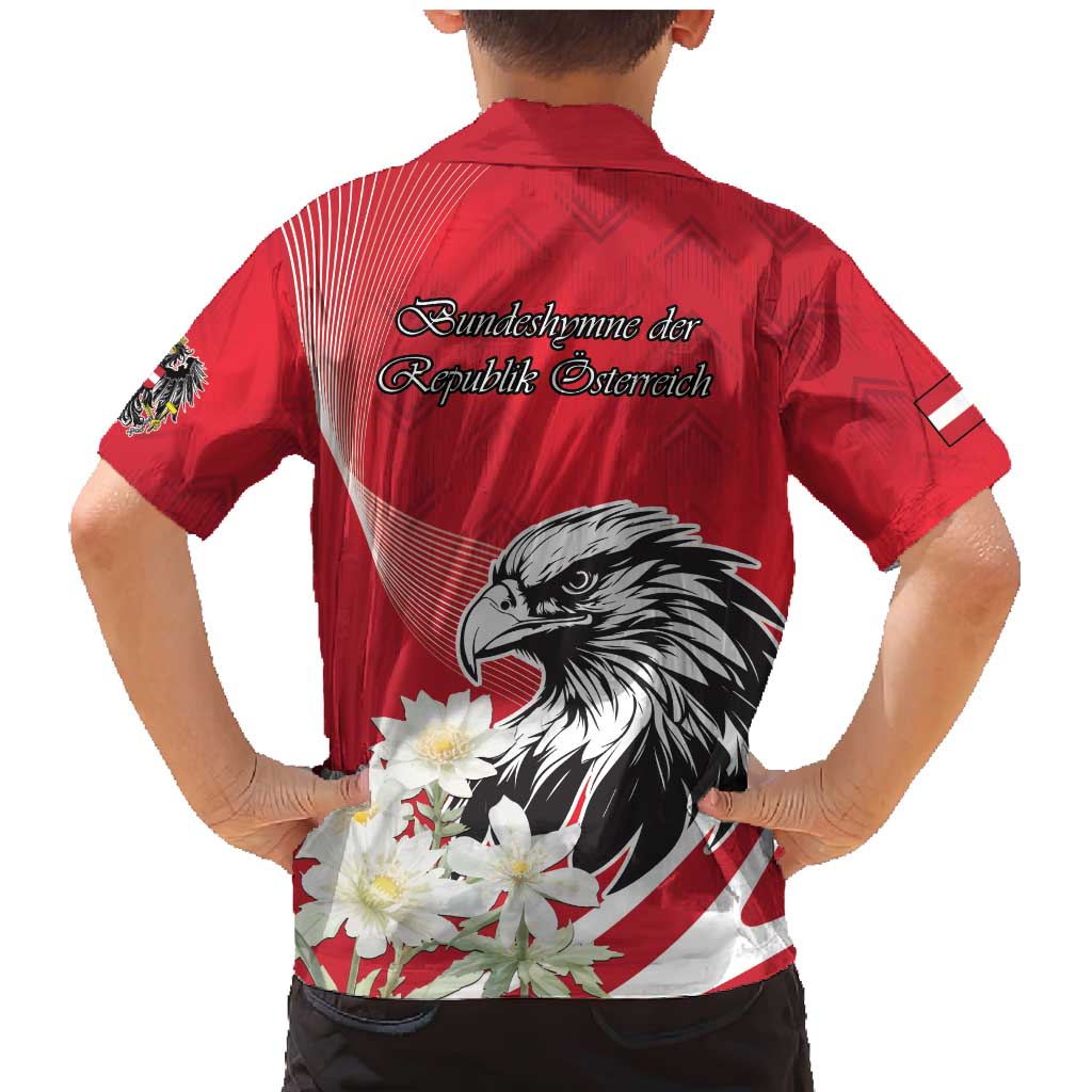 Austria Independence Day 1955 Family Matching Mermaid Dress and Hawaiian Shirt Black Eagle And Edelweiss Flowers - Wonder Print Shop