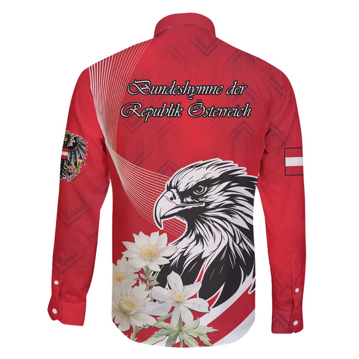 Austria Independence Day 1955 Family Matching Off The Shoulder Long Sleeve Dress and Hawaiian Shirt Black Eagle And Edelweiss Flowers - Wonder Print Shop