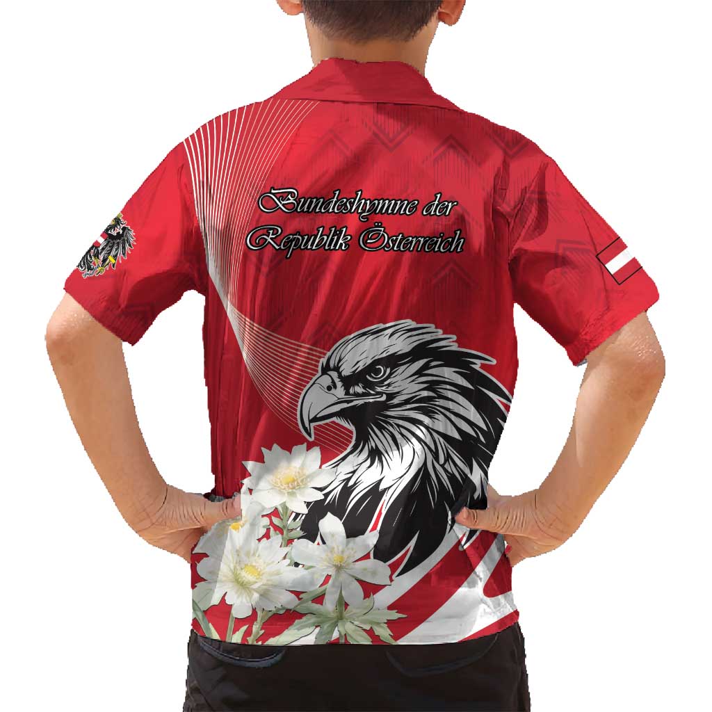 Austria Independence Day 1955 Family Matching Off Shoulder Maxi Dress and Hawaiian Shirt Black Eagle And Edelweiss Flowers - Wonder Print Shop