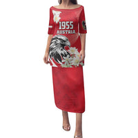 Austria Independence Day 1955 Family Matching Puletasi and Hawaiian Shirt Black Eagle And Edelweiss Flowers - Wonder Print Shop