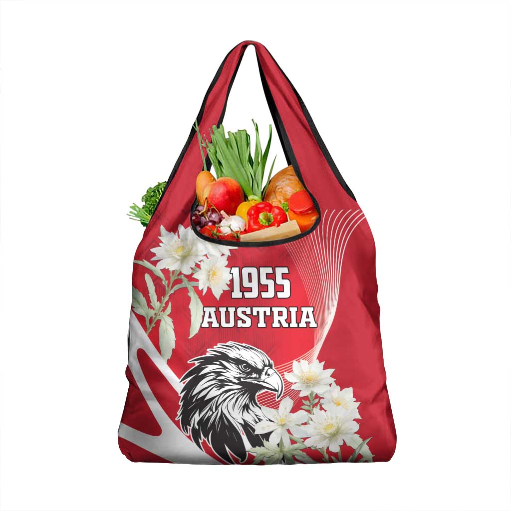 Austria Independence Day 1955 Grocery Bag Black Eagle And Edelweiss Flowers