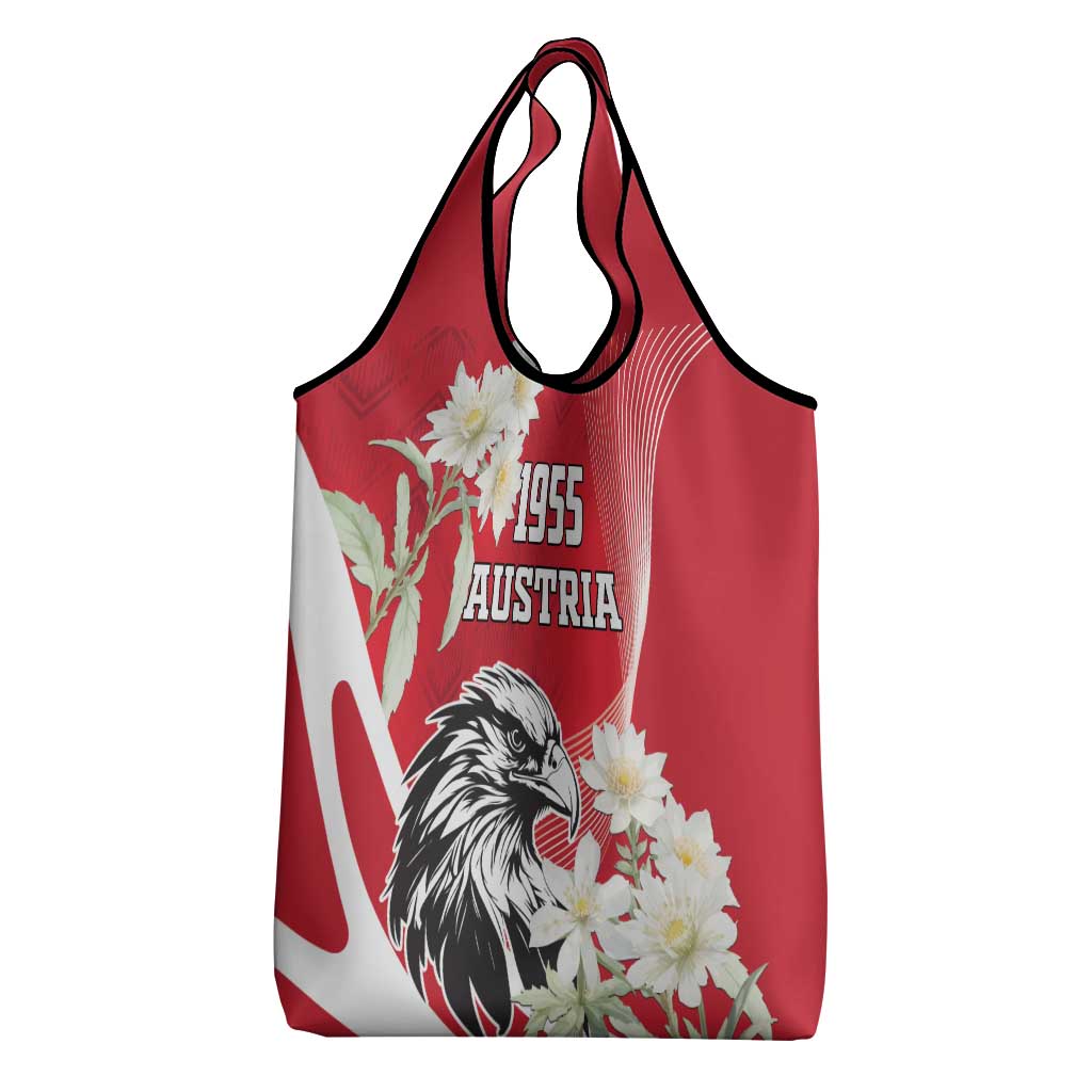 Austria Independence Day 1955 Grocery Bag Black Eagle And Edelweiss Flowers