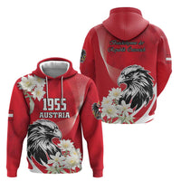 Austria Independence Day 1955 Hoodie Black Eagle And Edelweiss Flowers - Wonder Print Shop