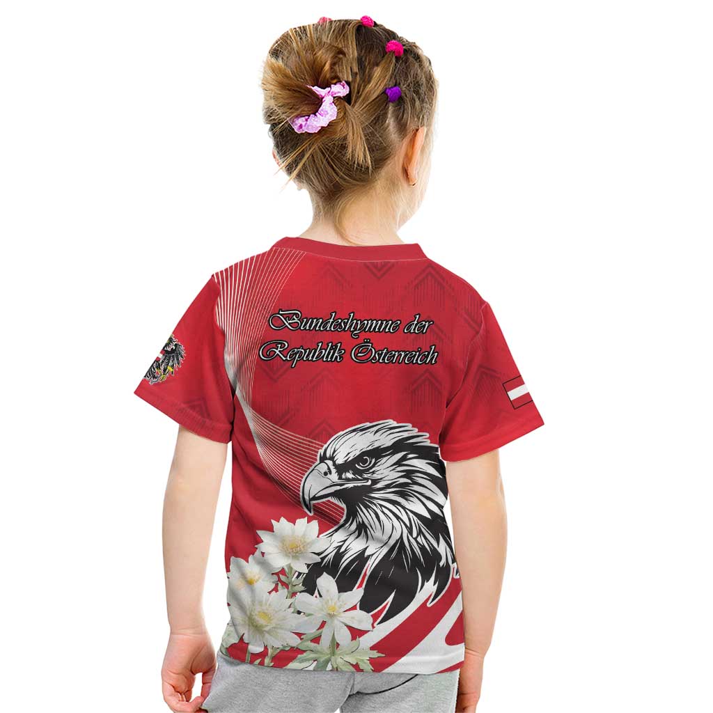 Austria Independence Day 1955 Kid T Shirt Black Eagle And Edelweiss Flowers - Wonder Print Shop
