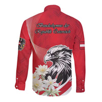 Austria Independence Day 1955 Long Sleeve Button Shirt Black Eagle And Edelweiss Flowers - Wonder Print Shop