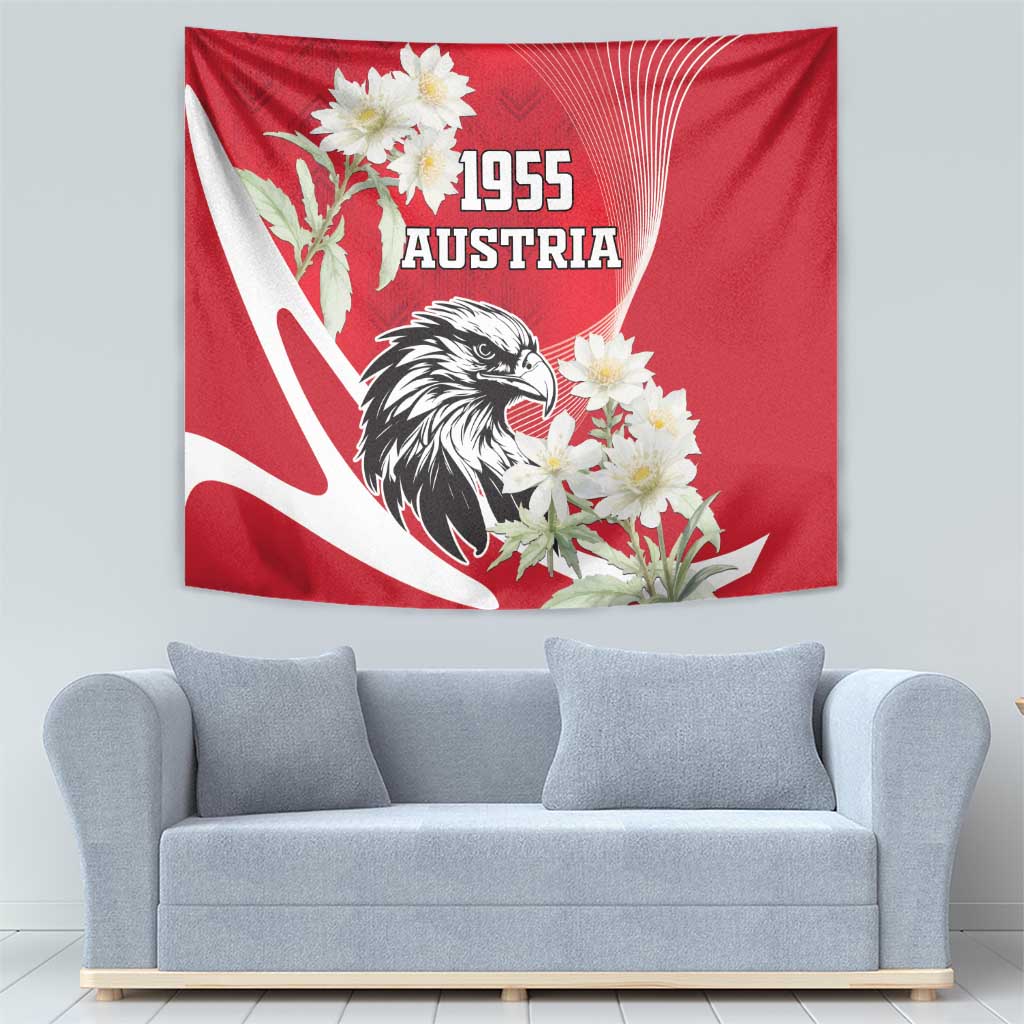 Austria Independence Day 1955 Tapestry Black Eagle And Edelweiss Flowers - Wonder Print Shop