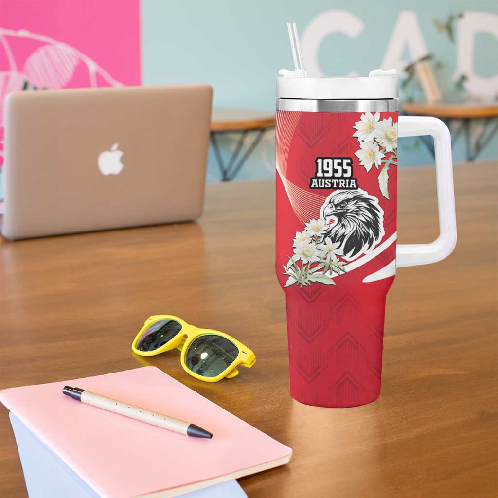 Austria Independence Day 1955 Tumbler With Handle Black Eagle And Edelweiss Flowers - Wonder Print Shop