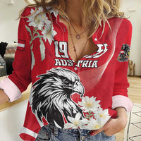 Austria Independence Day 1955 Women Casual Shirt Black Eagle And Edelweiss Flowers - Wonder Print Shop