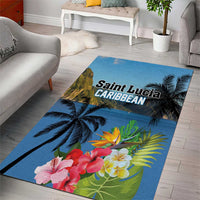 Saint Lucia Pitons Area Rug With Hibiscus Flowers - Wonder Print Shop