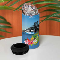 Saint Lucia Pitons 4 in 1 Can Cooler Tumbler With Hibiscus Flowers - Wonder Print Shop