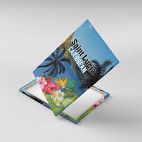 Saint Lucia Pitons Canvas Wall Art With Hibiscus Flowers - Wonder Print Shop