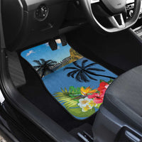 Saint Lucia Pitons Car Mats With Hibiscus Flowers - Wonder Print Shop