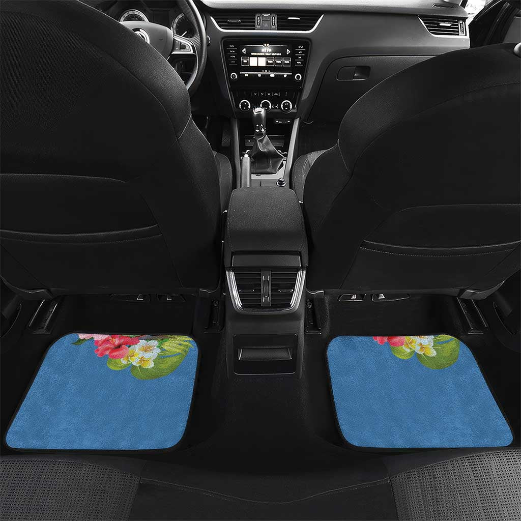 Saint Lucia Pitons Car Mats With Hibiscus Flowers - Wonder Print Shop