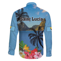 Saint Lucia Pitons Family Matching Off Shoulder Maxi Dress and Hawaiian Shirt With Hibiscus Flowers - Wonder Print Shop