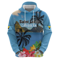 Saint Lucia Pitons Hoodie With Hibiscus Flowers - Wonder Print Shop