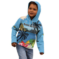 Saint Lucia Pitons Kid Hoodie With Hibiscus Flowers - Wonder Print Shop