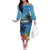 Saint Lucia Pitons Off The Shoulder Long Sleeve Dress With Hibiscus Flowers - Wonder Print Shop
