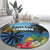 Saint Lucia Pitons Round Carpet With Hibiscus Flowers