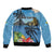 Saint Lucia Pitons Sleeve Zip Bomber Jacket With Hibiscus Flowers - Wonder Print Shop