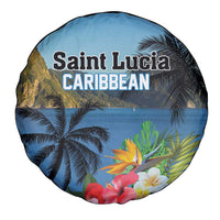 Saint Lucia Pitons Spare Tire Cover With Hibiscus Flowers - Wonder Print Shop