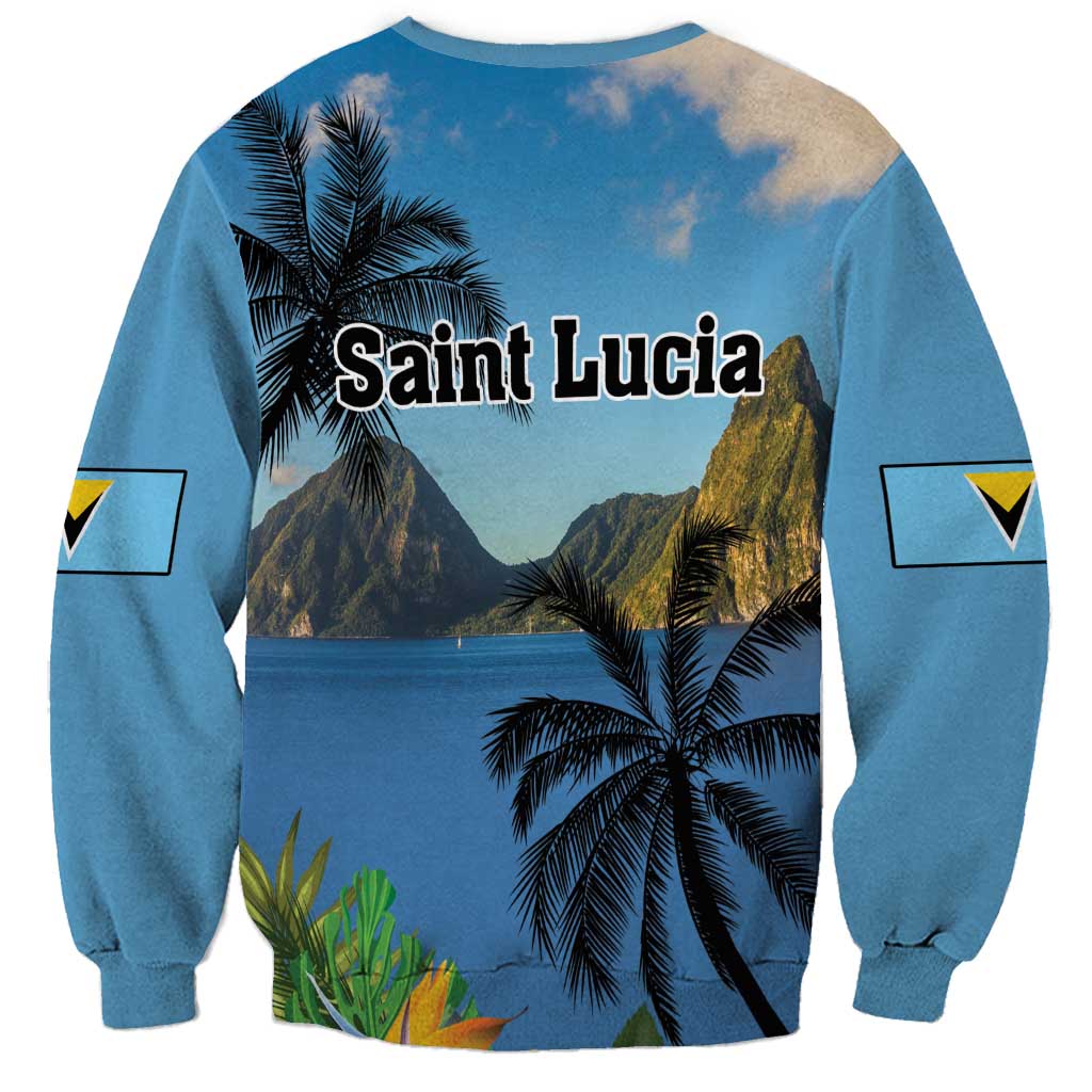 Saint Lucia Pitons Sweatshirt With Hibiscus Flowers - Wonder Print Shop