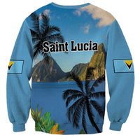 Saint Lucia Pitons Sweatshirt With Hibiscus Flowers - Wonder Print Shop