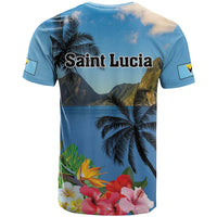 Saint Lucia Pitons T Shirt With Hibiscus Flowers - Wonder Print Shop
