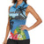 Saint Lucia Pitons Women Sleeveless Polo Shirt With Hibiscus Flowers - Wonder Print Shop
