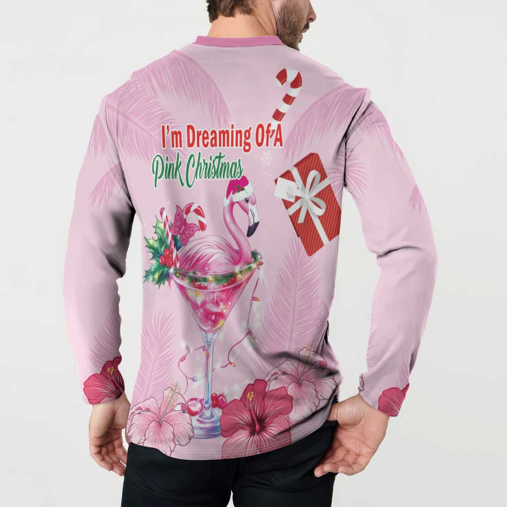 Bahamas Flamingo Christmas Button Sweatshirt Merry Flocking - Wonder Print Shop