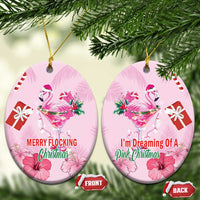 Bahamas Flamingo Christmas Ceramic Ornament Merry Flocking - Wonder Print Shop