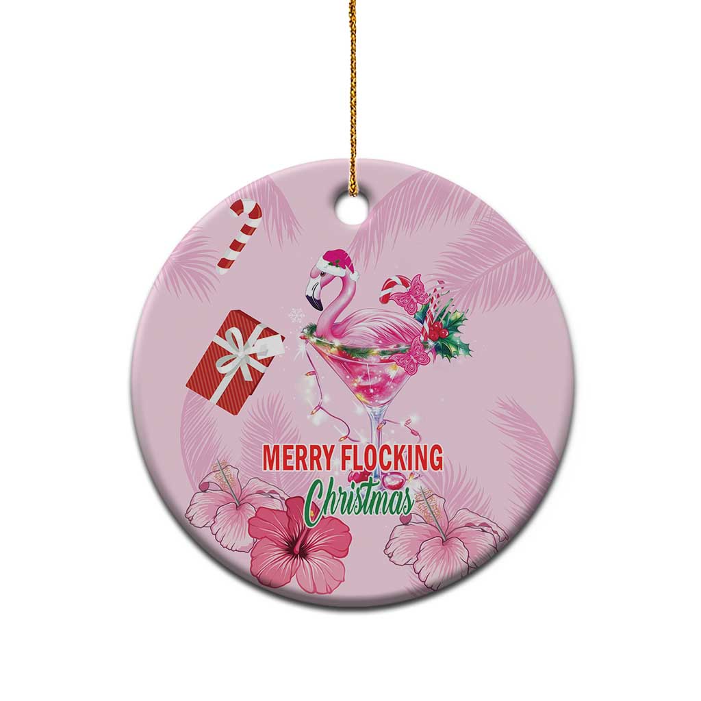 Bahamas Flamingo Christmas Ceramic Ornament Merry Flocking - Wonder Print Shop