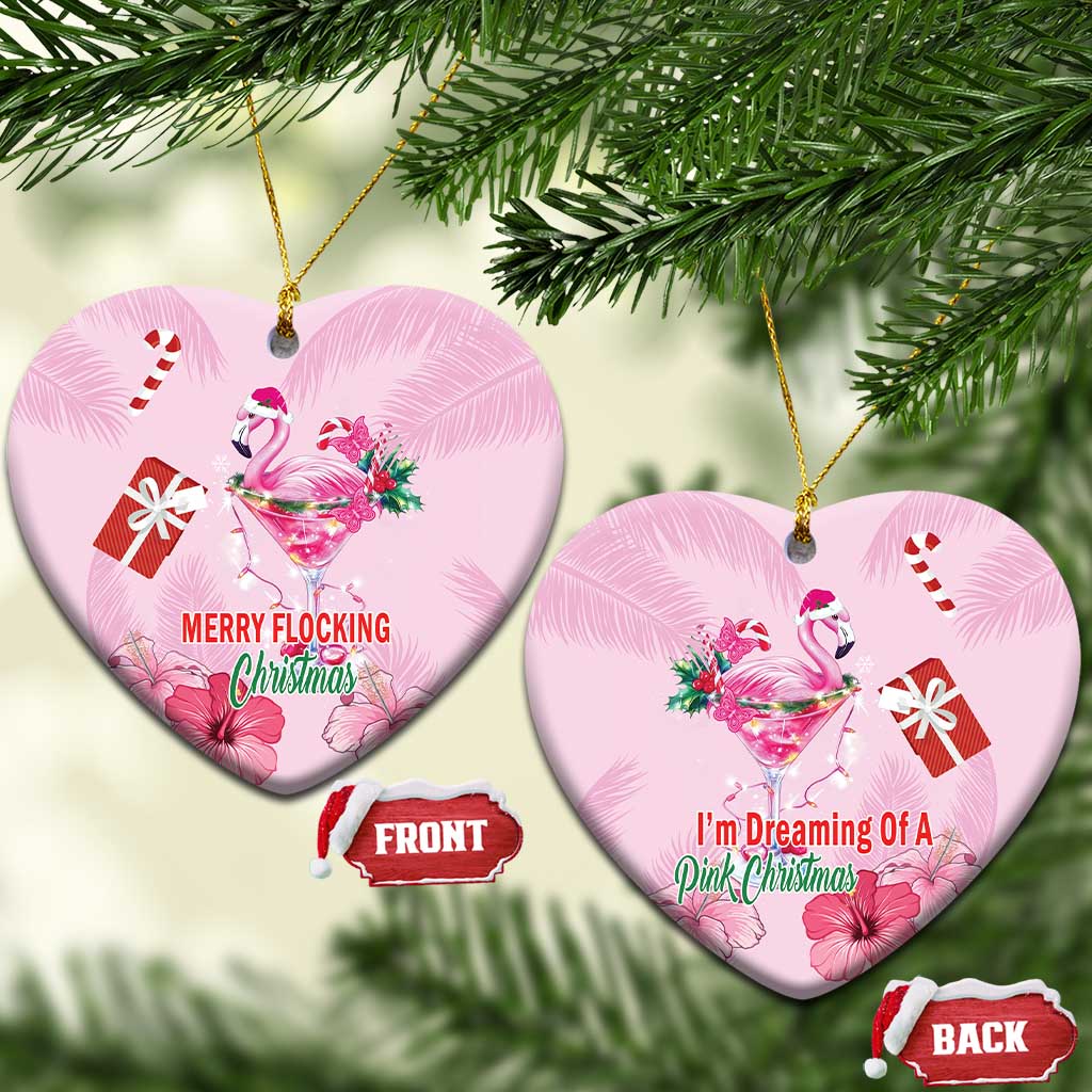 Bahamas Flamingo Christmas Ceramic Ornament Merry Flocking - Wonder Print Shop