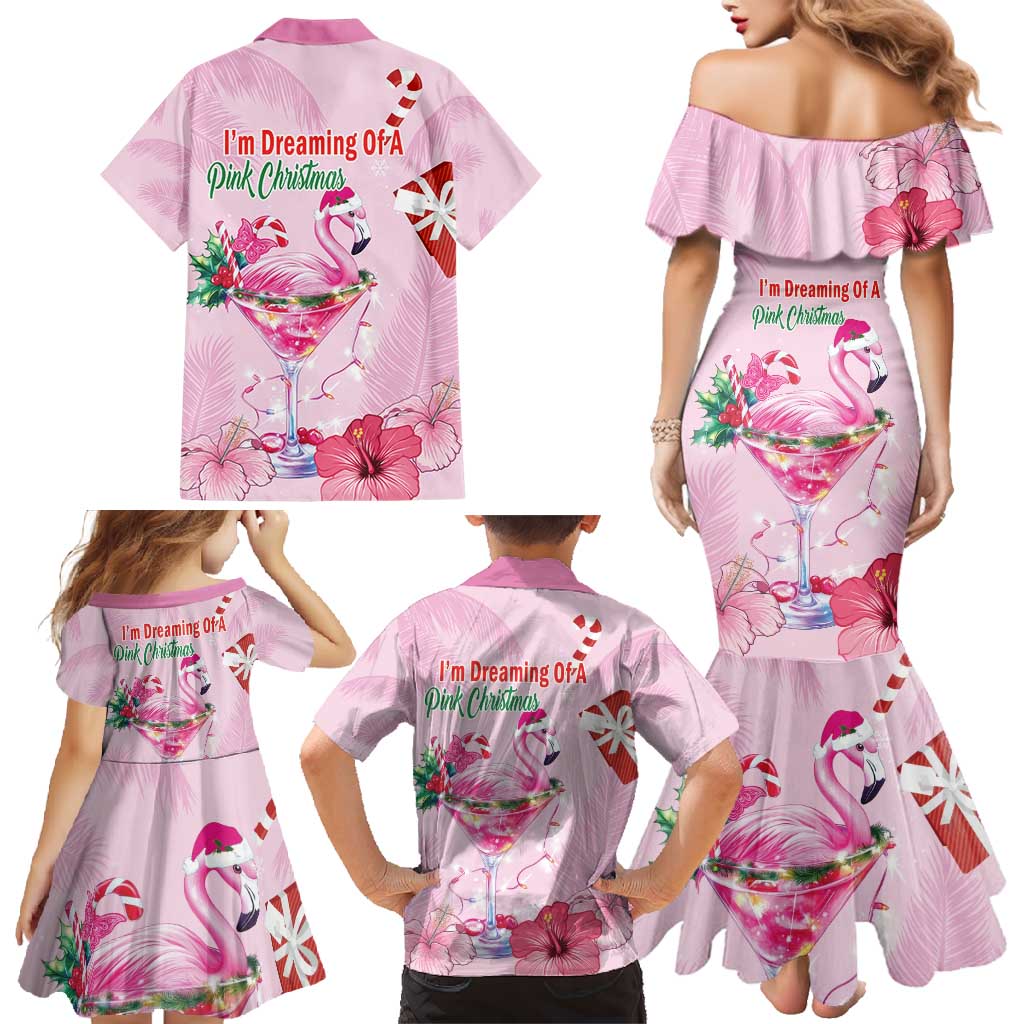 Bahamas Flamingo Christmas Family Matching Mermaid Dress and Hawaiian Shirt Merry Flocking - Wonder Print Shop