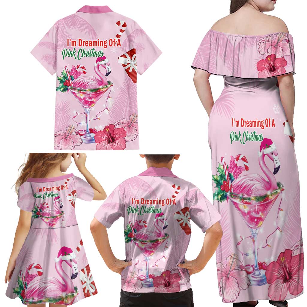 Bahamas Flamingo Christmas Family Matching Off Shoulder Maxi Dress and Hawaiian Shirt Merry Flocking - Wonder Print Shop