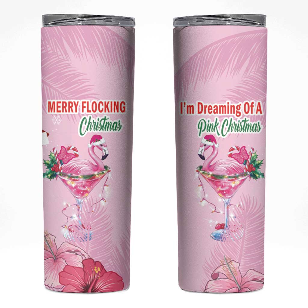 Bahamas Flamingo Christmas Skinny Tumbler Merry Flocking - Wonder Print Shop