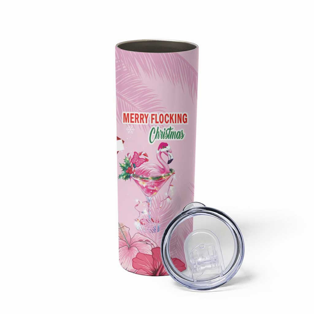 Bahamas Flamingo Christmas Skinny Tumbler Merry Flocking - Wonder Print Shop