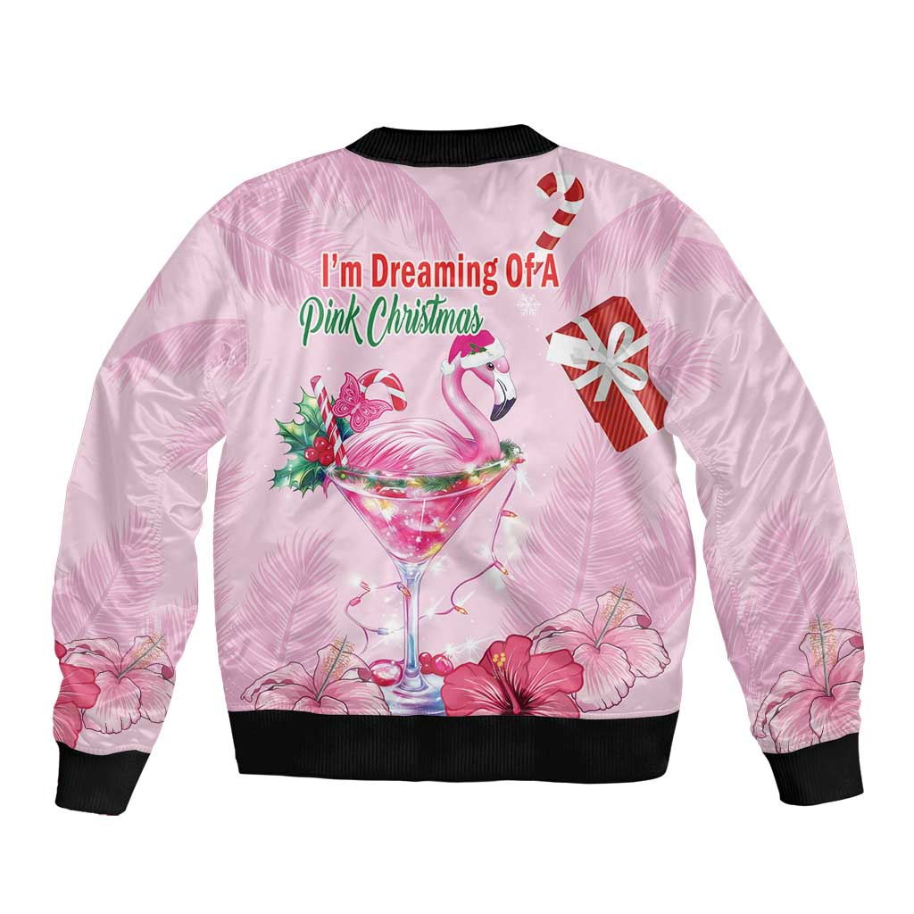 Bahamas Flamingo Christmas Sleeve Zip Bomber Jacket Merry Flocking - Wonder Print Shop