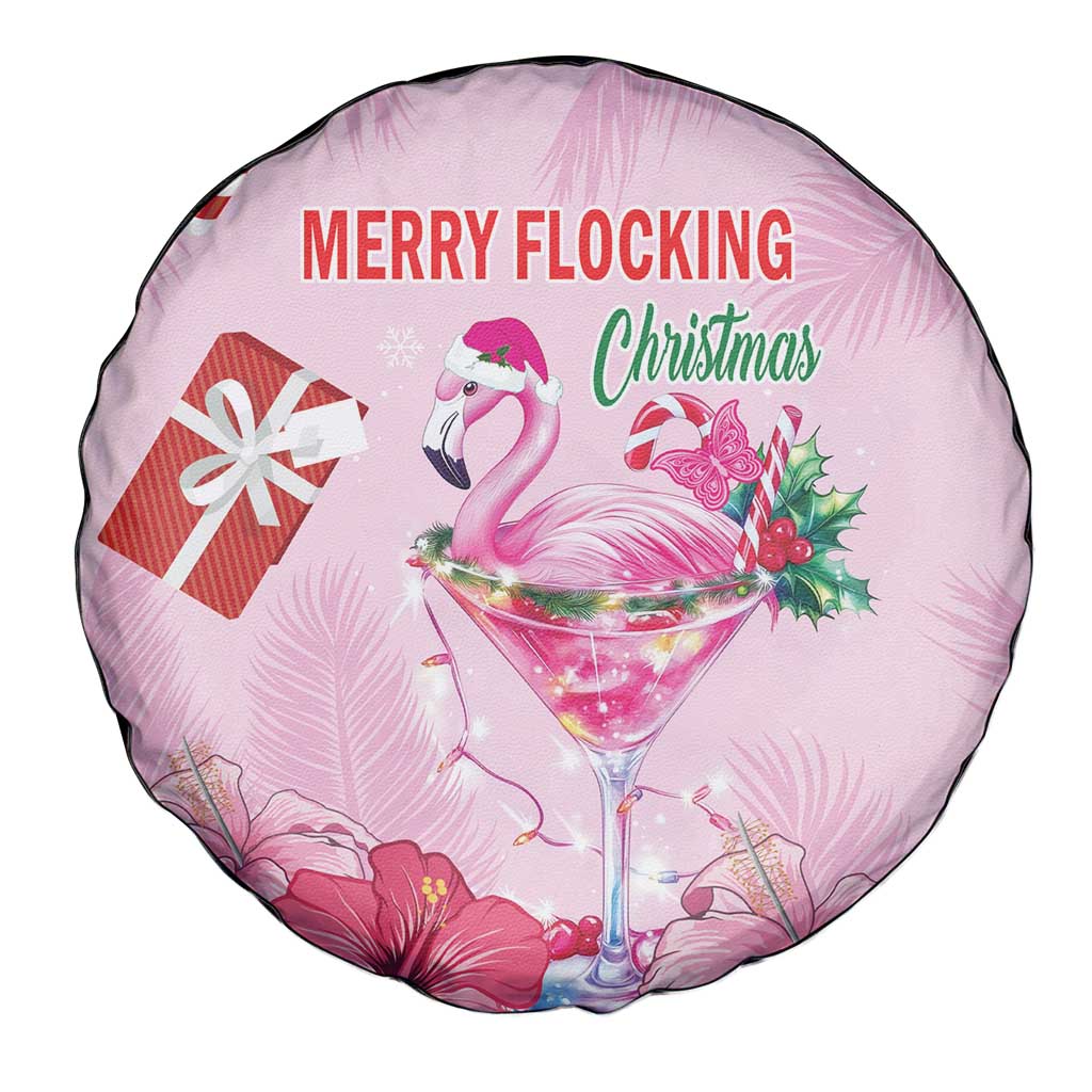 Bahamas Flamingo Christmas Spare Tire Cover Merry Flocking - Wonder Print Shop
