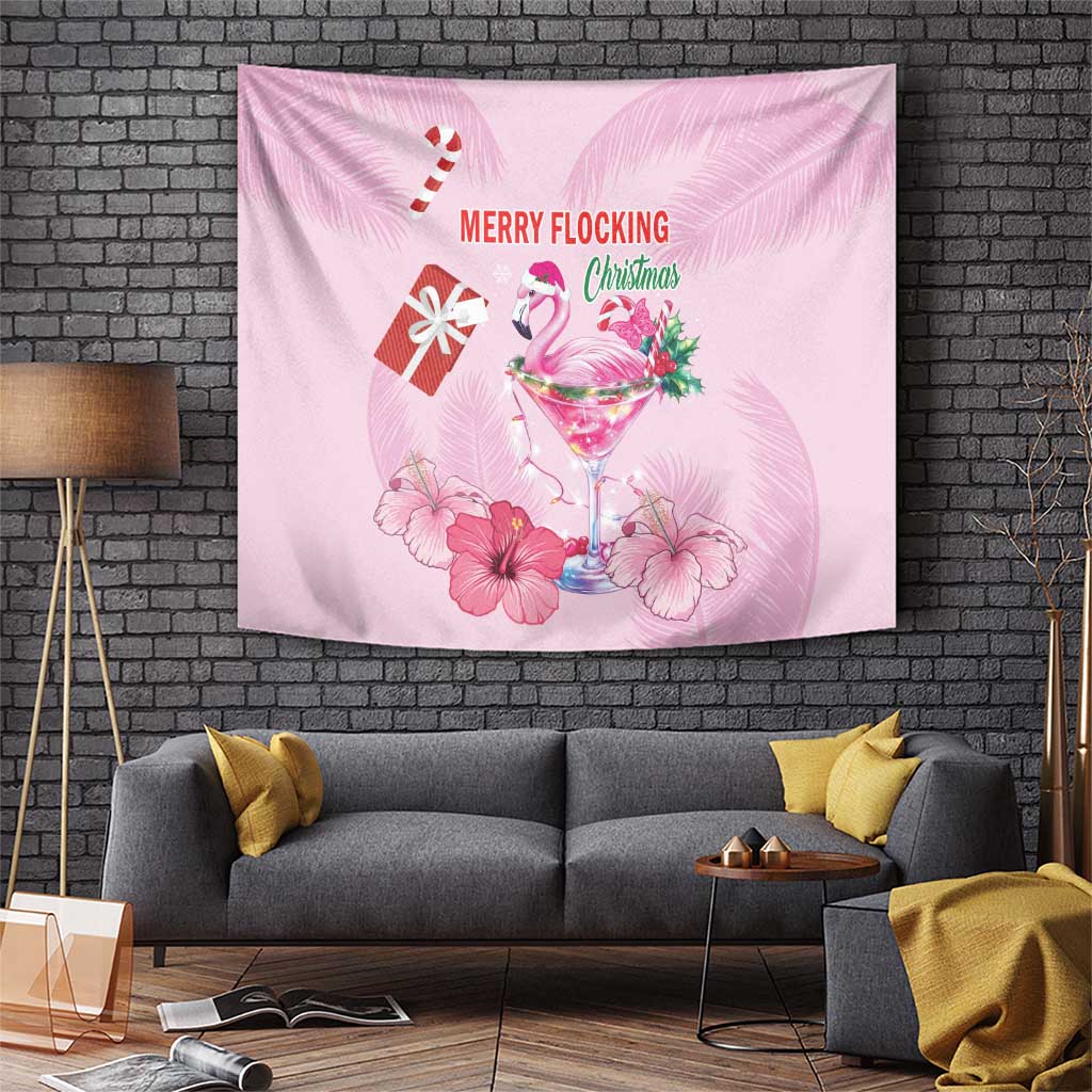 Bahamas Flamingo Christmas Tapestry Merry Flocking - Wonder Print Shop