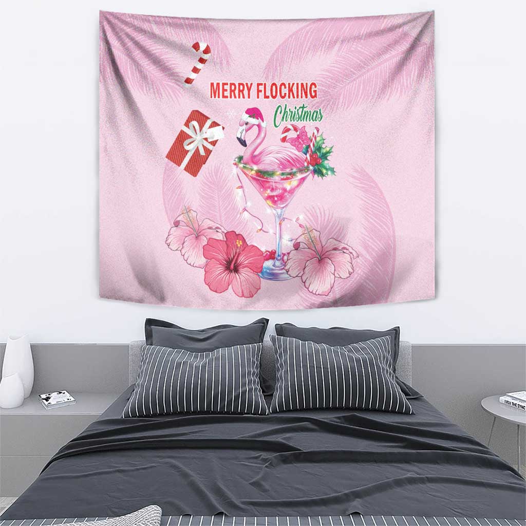 Bahamas Flamingo Christmas Tapestry Merry Flocking - Wonder Print Shop