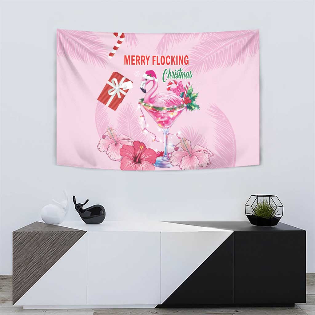 Bahamas Flamingo Christmas Tapestry Merry Flocking - Wonder Print Shop