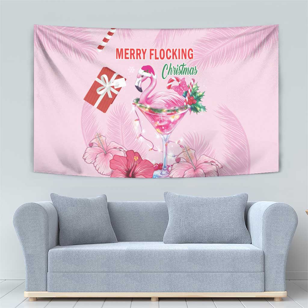Bahamas Flamingo Christmas Tapestry Merry Flocking - Wonder Print Shop