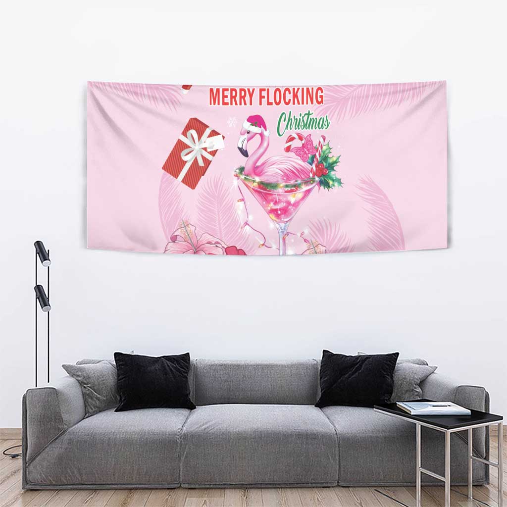 Bahamas Flamingo Christmas Tapestry Merry Flocking - Wonder Print Shop