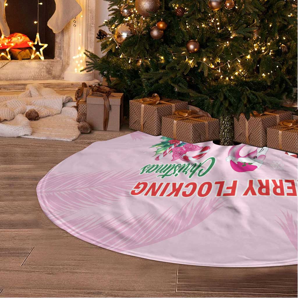 Bahamas Flamingo Christmas Tree Skirt Merry Flocking - Wonder Print Shop