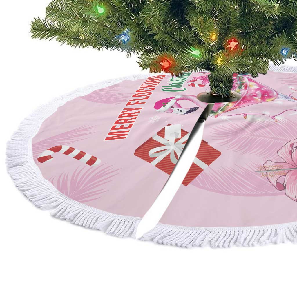 Bahamas Flamingo Christmas Tree Skirt Merry Flocking - Wonder Print Shop