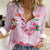 Bahamas Flamingo Christmas Women Casual Shirt Merry Flocking - Wonder Print Shop