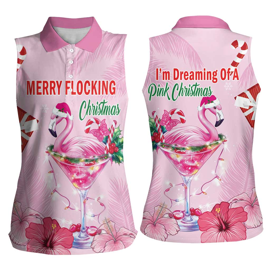Bahamas Flamingo Christmas Women Sleeveless Polo Shirt Merry Flocking - Wonder Print Shop