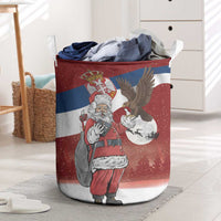 Serbia Santa Christmas Laundry Basket Christmas Serbian Eagle Flag Style - Wonder Print Shop
