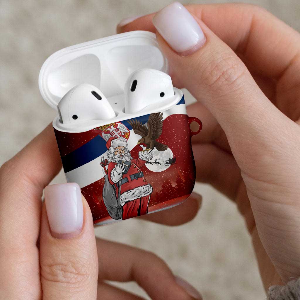 Serbia Santa Christmas AirPods Case Christmas Serbian Eagle Flag Style - Wonder Print Shop